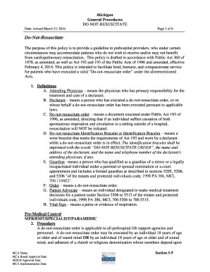 Michigan Do-Not-Resuscitate Order Form
