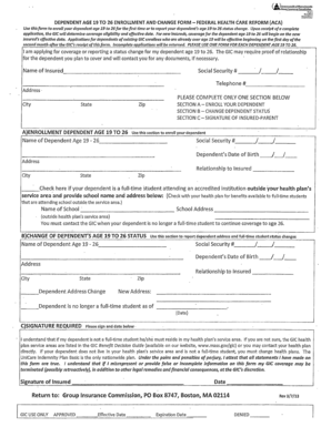 Massachusetts Dependent Age 19 to 26 Enrollment Form
