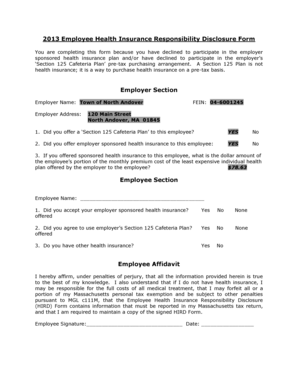 Employee Health Insurance Responsibility Disclosure Form