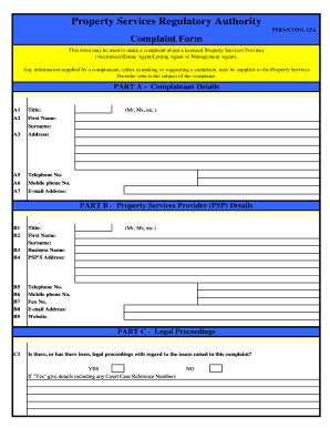 Property Services Complaint Form