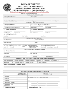 Building Permit Application for One- or Two-Family Dwelling