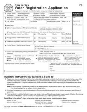 New Jersey Voter Registration Application