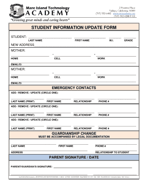 Student Information Update Form