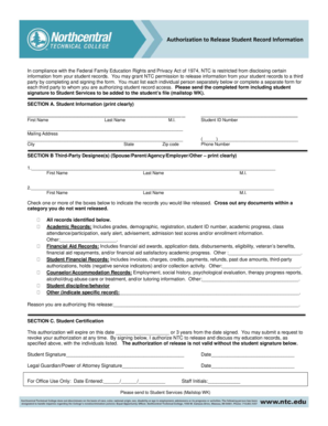 Authorization to Release Student Record Information