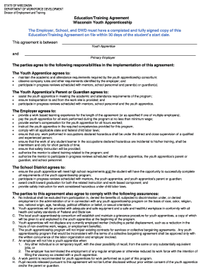 Wisconsin Youth Apprenticeship Education/Training Agreement