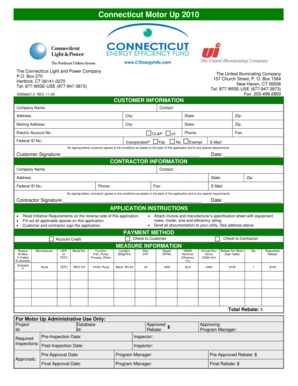 Connecticut Motor Up Premium Efficiency Motor Rebate Application