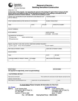 Building Demolition Construction Service Removal Form