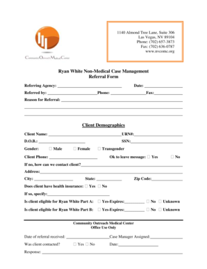 Ryan White Non-Medical Case Management Referral Form