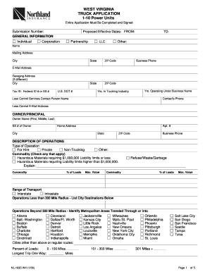 West Virginia Truck Application