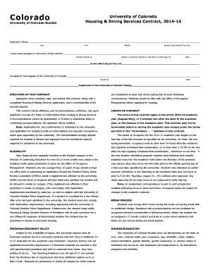 University of Colorado Boulder Housing & Dining Services Contract