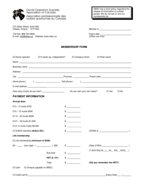 OBAC Membership Form