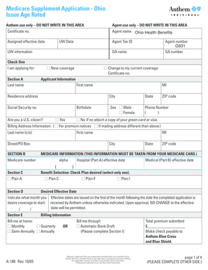 Medicare Supplement Application - Ohio