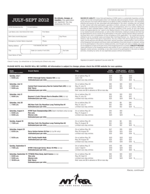 NYRR Event Waiver and Liability Release Form