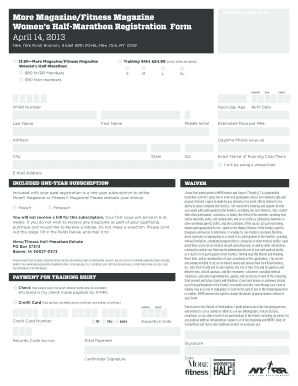 Women's Half-Marathon Registration Form