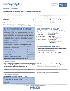 United Way Pledge Form