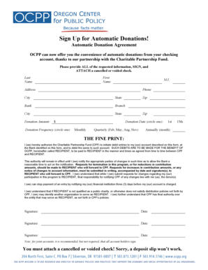 Automatic Donation Agreement