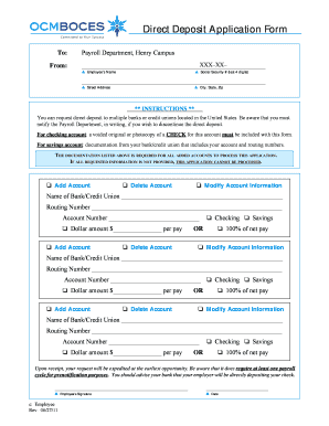 Direct Deposit Application Form