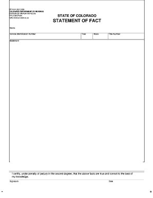 Colorado Vehicle Title Statement of Fact
