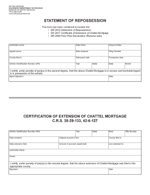 Colorado Statement of Repossession