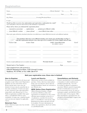 Olbrich Botanical Gardens Class Registration Form