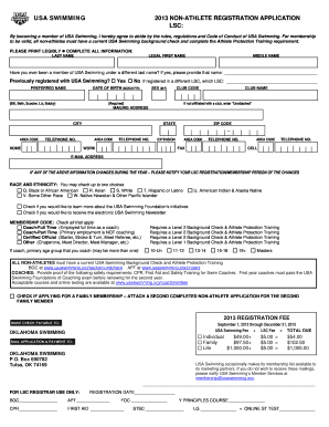 USA Swimming Non-Athlete Registration Application