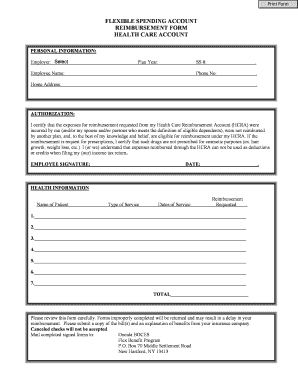 Health Care Reimbursement Form