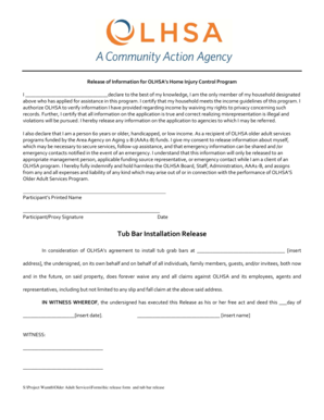 Release of Information for Home Injury Control Program