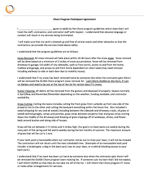 Chore Program Participant Agreement