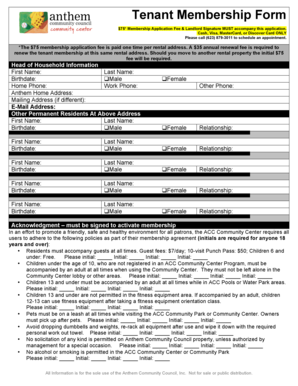 Tenant Membership Form