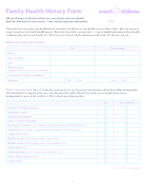 Family Health History Form