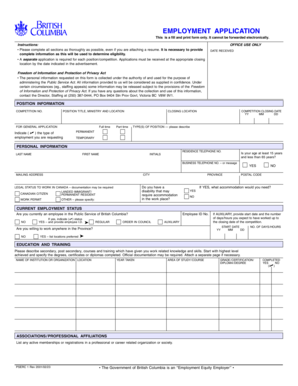 British Columbia Employment Application Form
