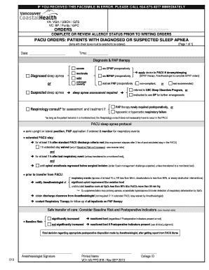 PACU Sleep Apnea Protocol