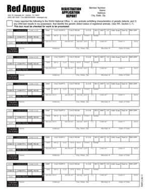 Red Angus Registration Application