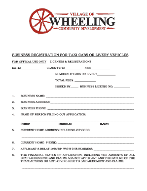 Taxi Cab or Livery Vehicle Business Registration