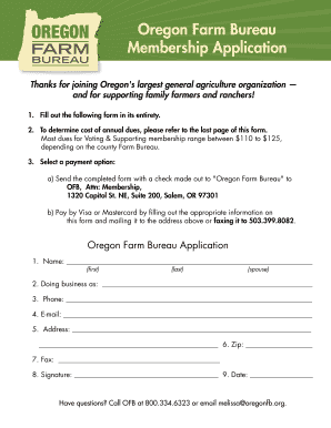 Oregon Farm Bureau Membership Application