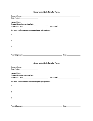 Geography Quiz Retake Form