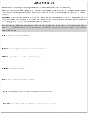 Caption Writing Form