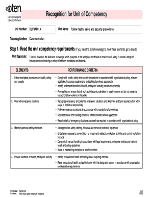 Health Safety Security Procedures Form