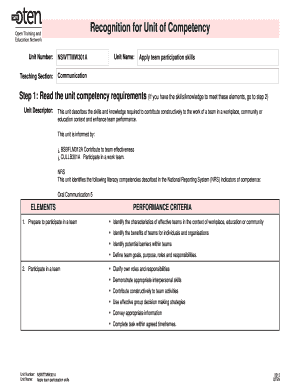 Apply Team Participation Skills Form
