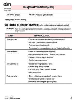 This unit defines the competency required to implement components of systems backup, restore, security and licensing in a stand alone or - oten edu