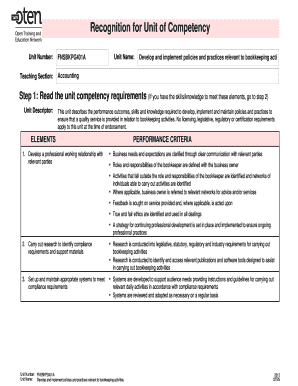 Unit Competency Recognition Form