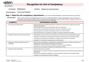 Unit Competency Recognition Form
