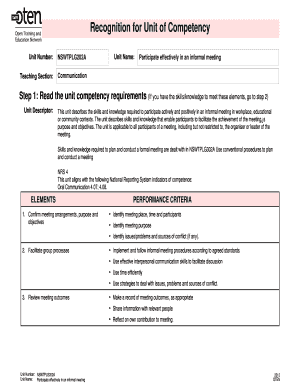 NSWTPLG202A Informal Meeting Participation Form