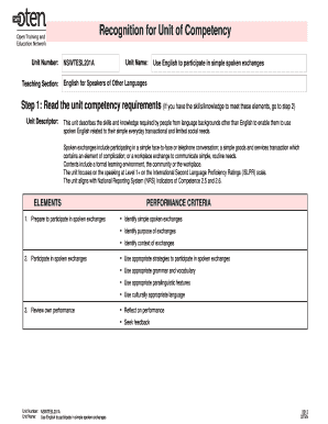 NSW TESL201A Form