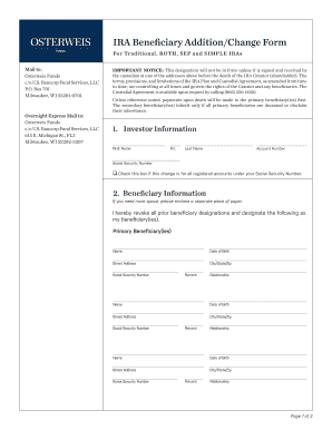 IRA Beneficiary Addition/Change Form