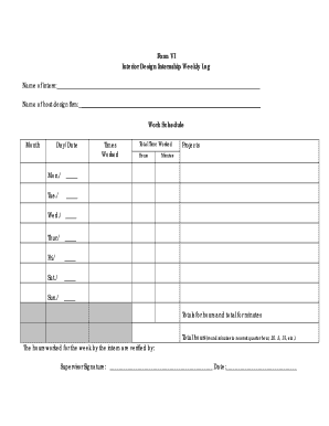 Interior Design Internship Weekly Log