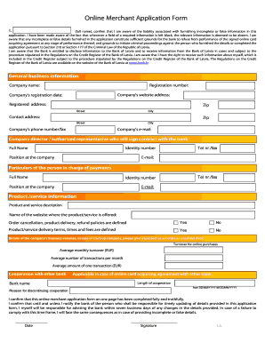 Online Merchant Application Form