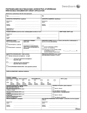 Irrevocable Documentary Credit Application