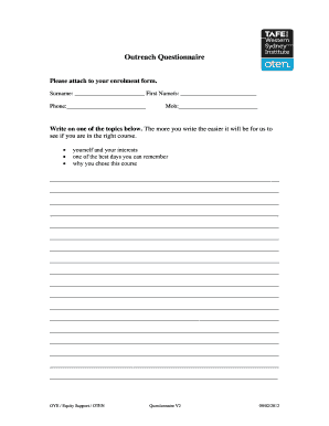 Outreach Questionnaire