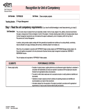 Unit Competency Recognition Form